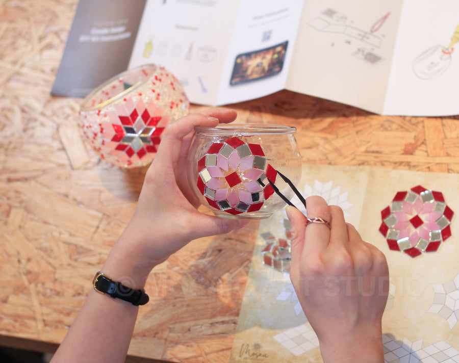 Mosaic Candle Holder DIY Home Kit "ROSE GARDEN"